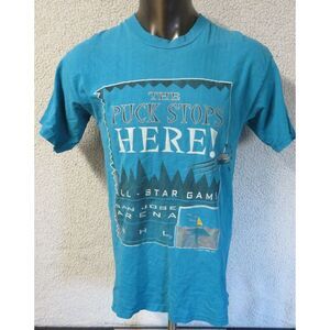 Vintage 90s San Jose Arena Sharks Logo 7 NHL ALL STAR T Shirt Size L  Distressed